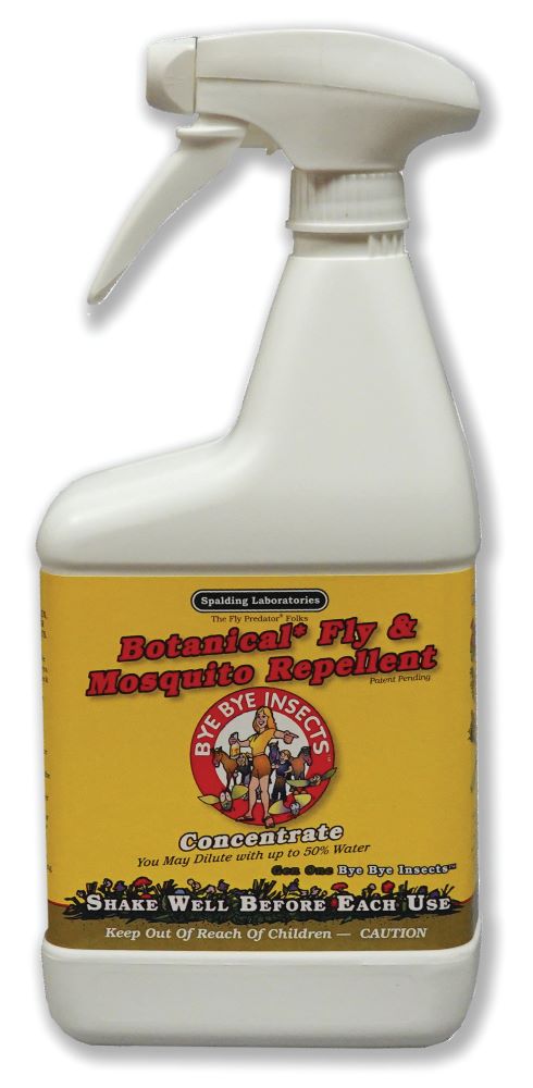 Bye Bye Insects 32 oz spray bottle is the most effective botanical fly repellant on the market and comes in a convenient spray bottle.